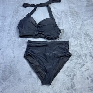 Tempt Me Bikini Swimsuit Womens Medium High Waist Padded Halter Top UV Control